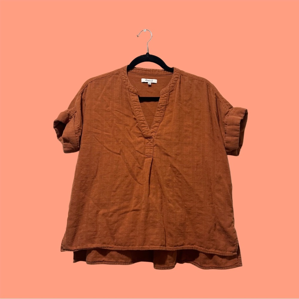 Madewell Rust V-Neck Blouse